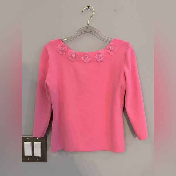 VINTAGE JOSEPH A. BLOUSE WITH FLORAL EMBELLISHMENTS - Picture 1 of 4